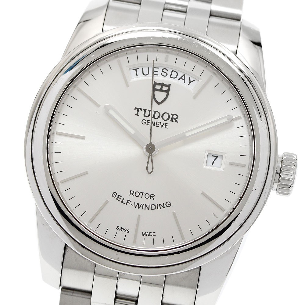 Auth TUDOR Glamour 56000 Date day White Dial Automatic Men’s Watch