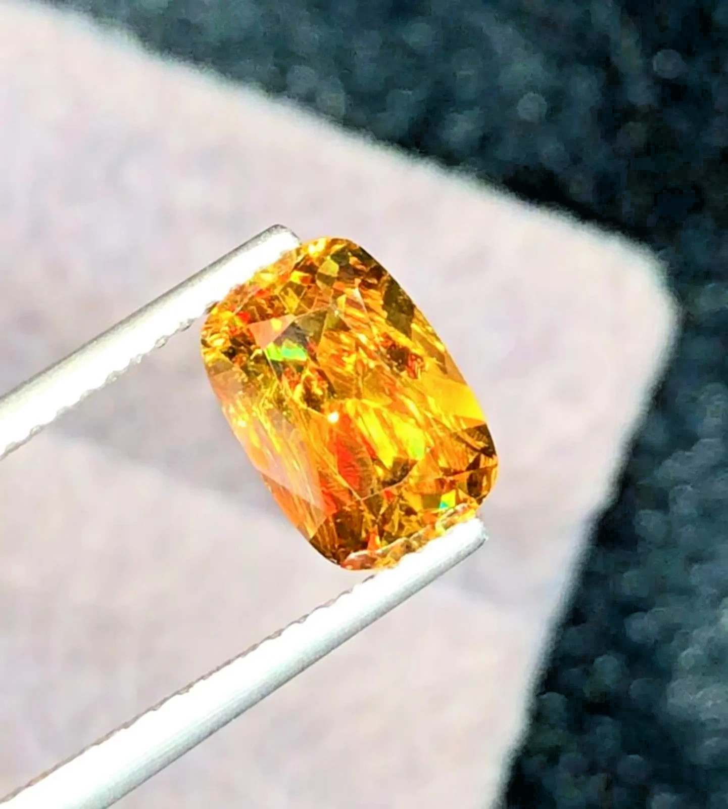 Full Fire Golden Sphene/Titanite Gemstone, Cushion Cut Rare Yellow Sphene 2.40CT