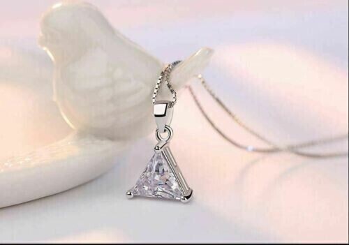 2 Ct Trillion Cut Simulated Diamond Women’s Charm Pendant 14k White Gold Plated
