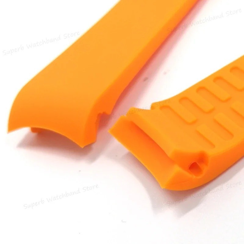 Curved End Silicone Watchband Rubber Strap Butterfly Buckle +CLASP