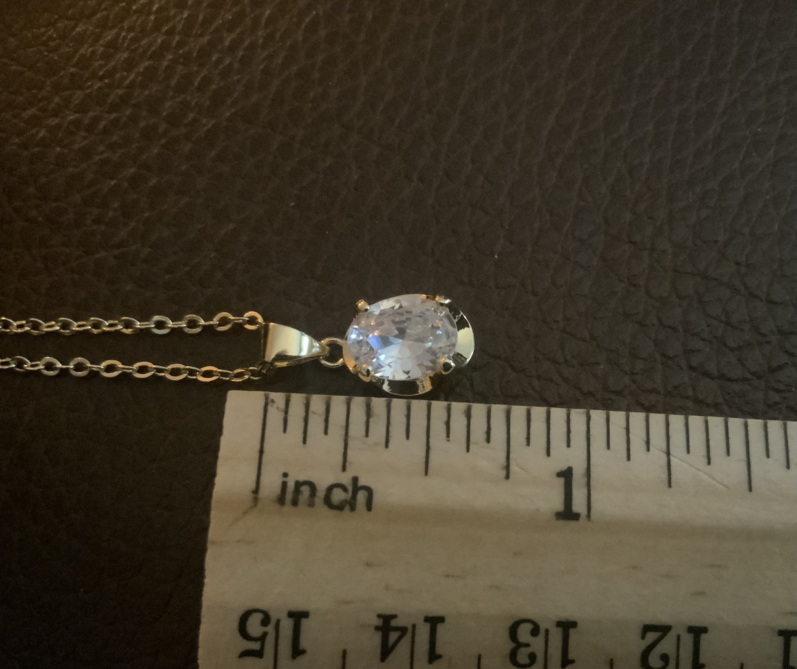 Gold Oval Crystal Solitaire Pendant Necklace Minimalist Mejuri Bezel CZ