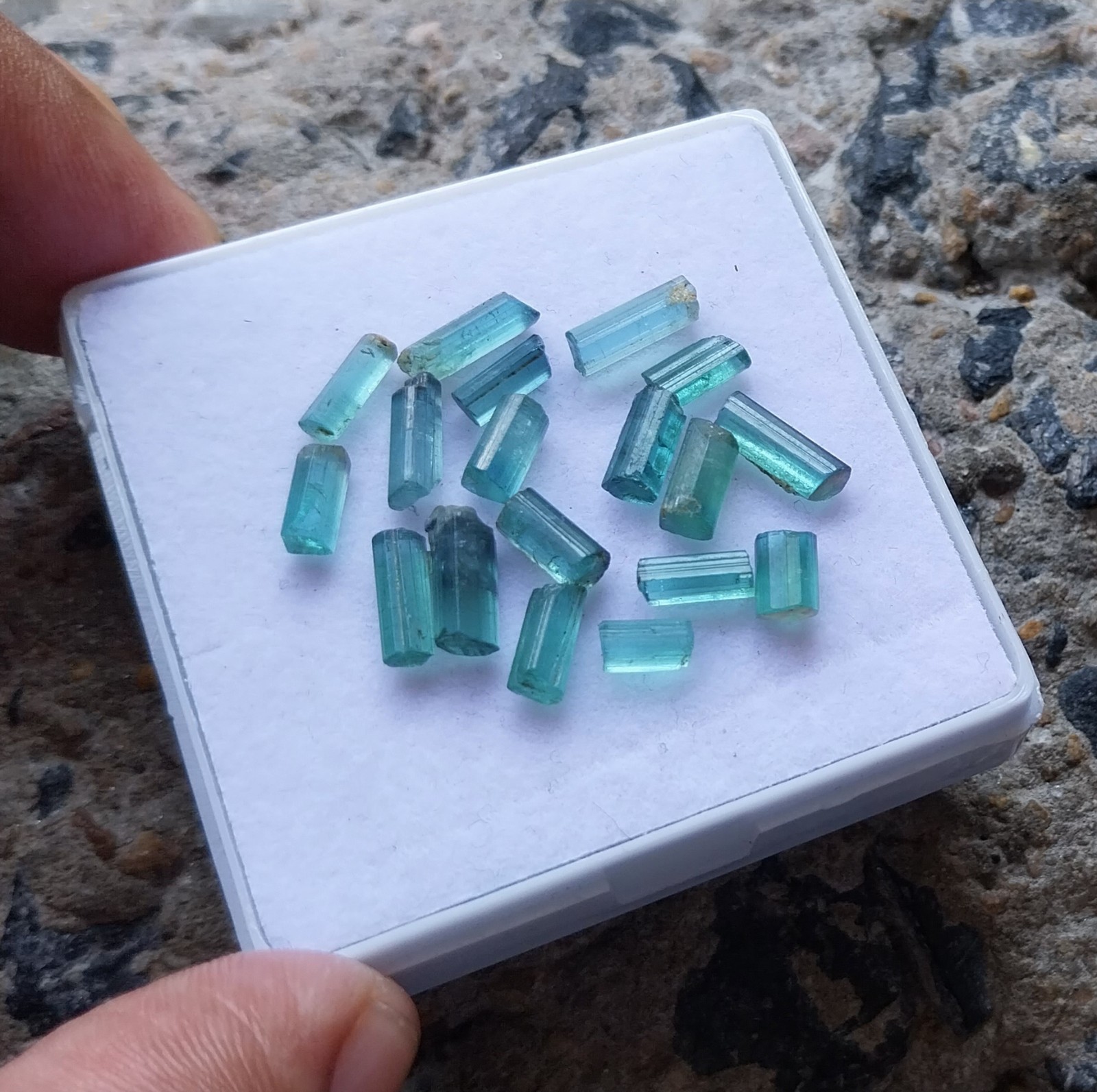 14.75 Ct 6 to 9.5 MM Natural Blue Color Tourmaline Raw Rough Pencil 18 PCS Lot