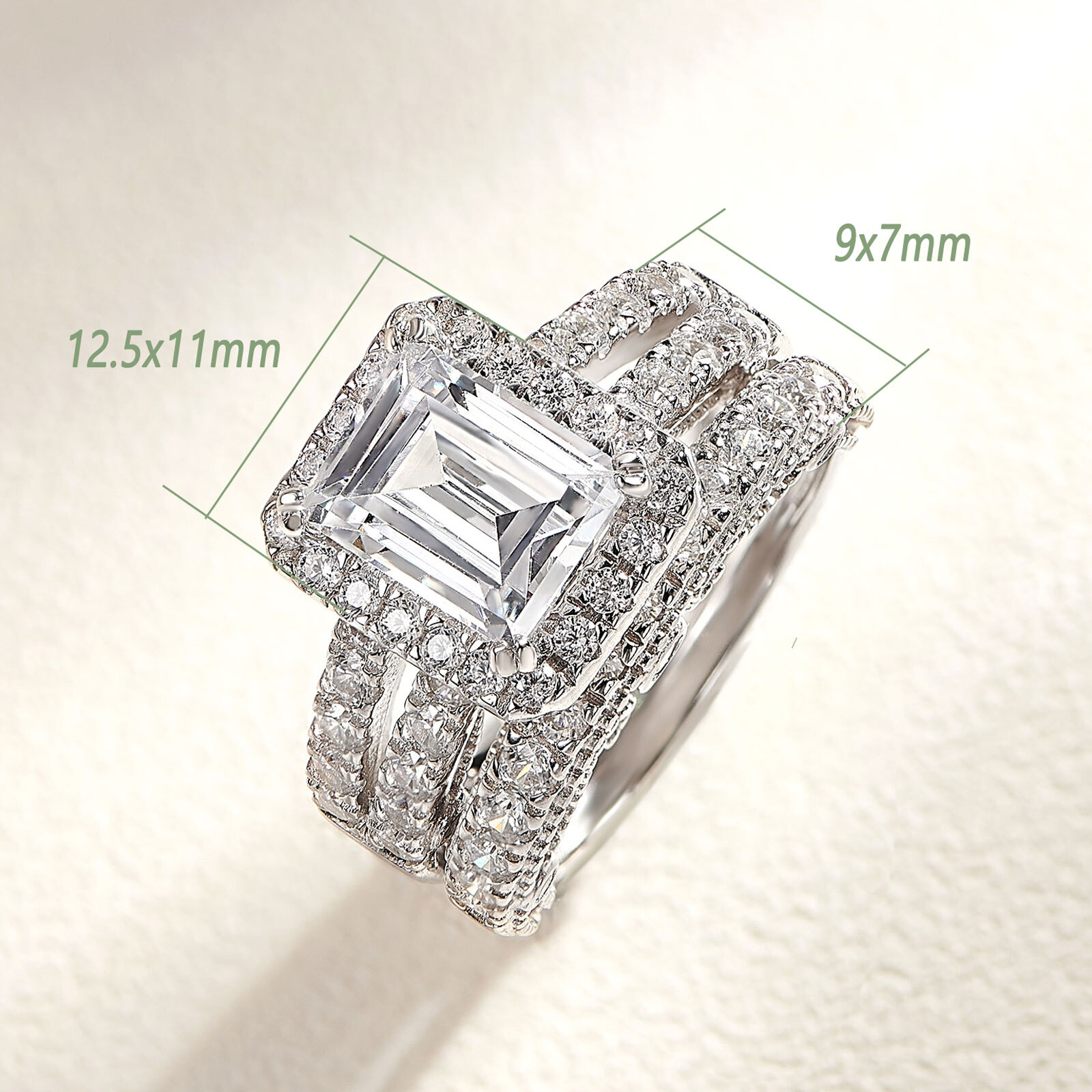 Wuziwen Sterling Silver 5A CZ Wedding Engagement Rings for Her Size 7
