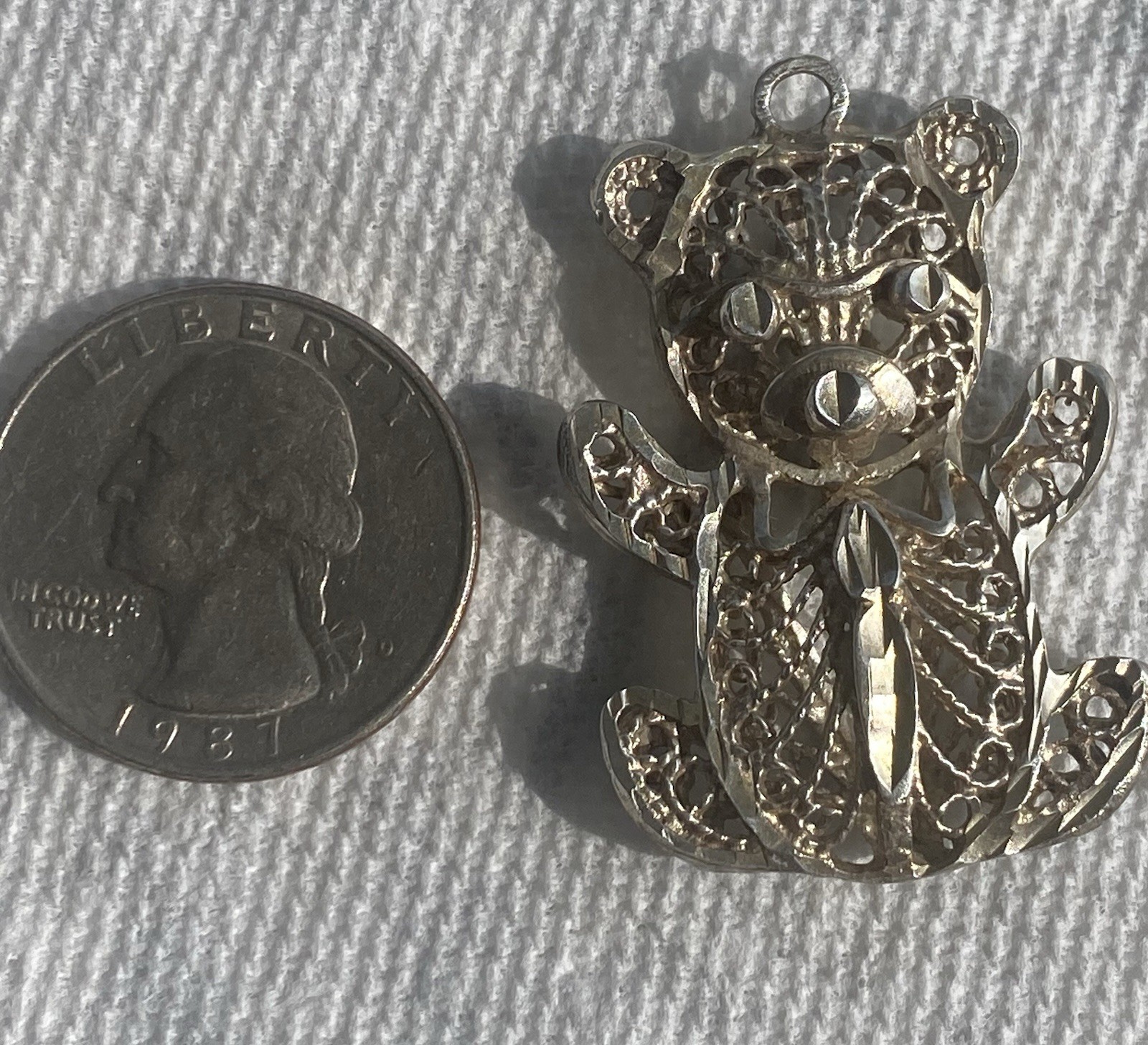 Sterling 925 Teddy Bear Pendant 1.5 Inches 10 G Acid Tested No Hallmarks