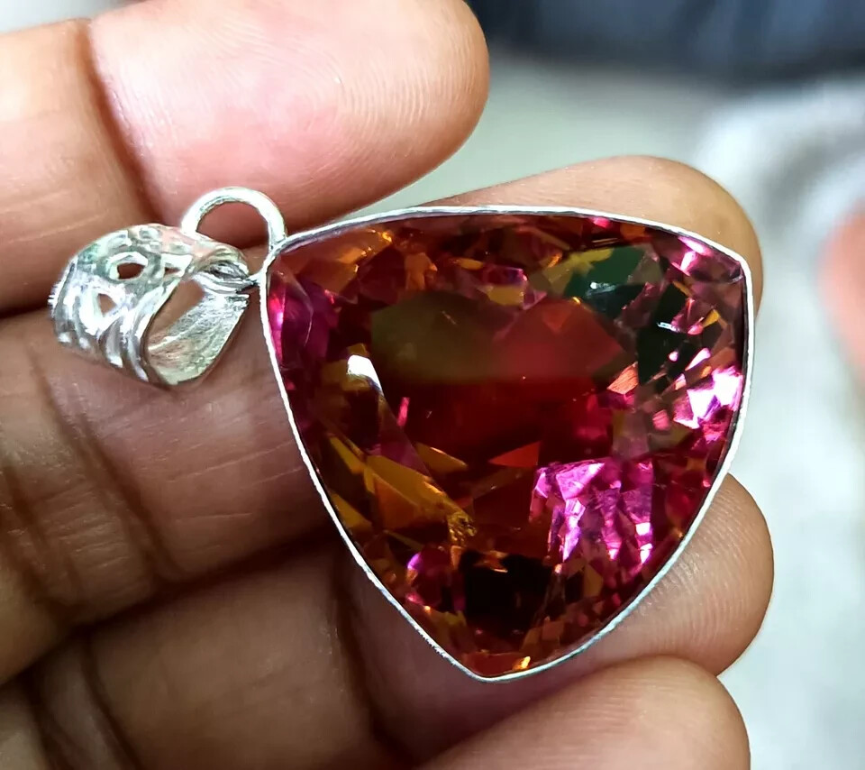 Certified 69 Ct+ Natural Zultanite 7 Color Pendant 925 Silver Loose Gemstone