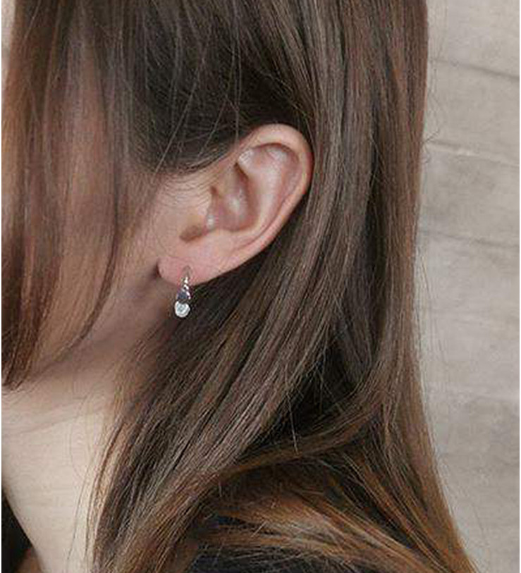 925 Sterling Silver Crescent Moon Round Wafer Tassel Stud Earrings Gift A35