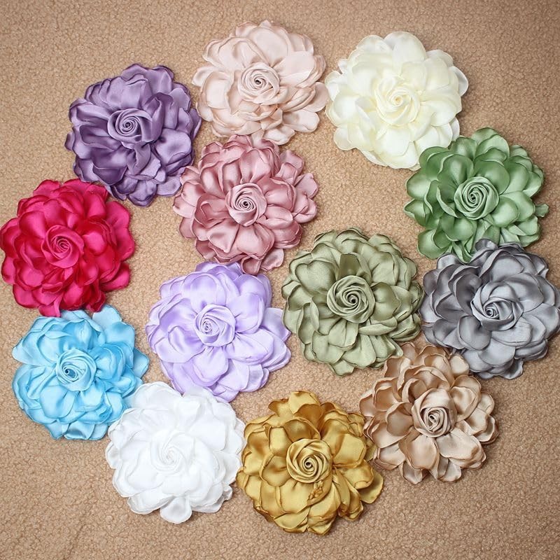 Broche de flor de tela de satén extra grande para mujer, accesorios, broche