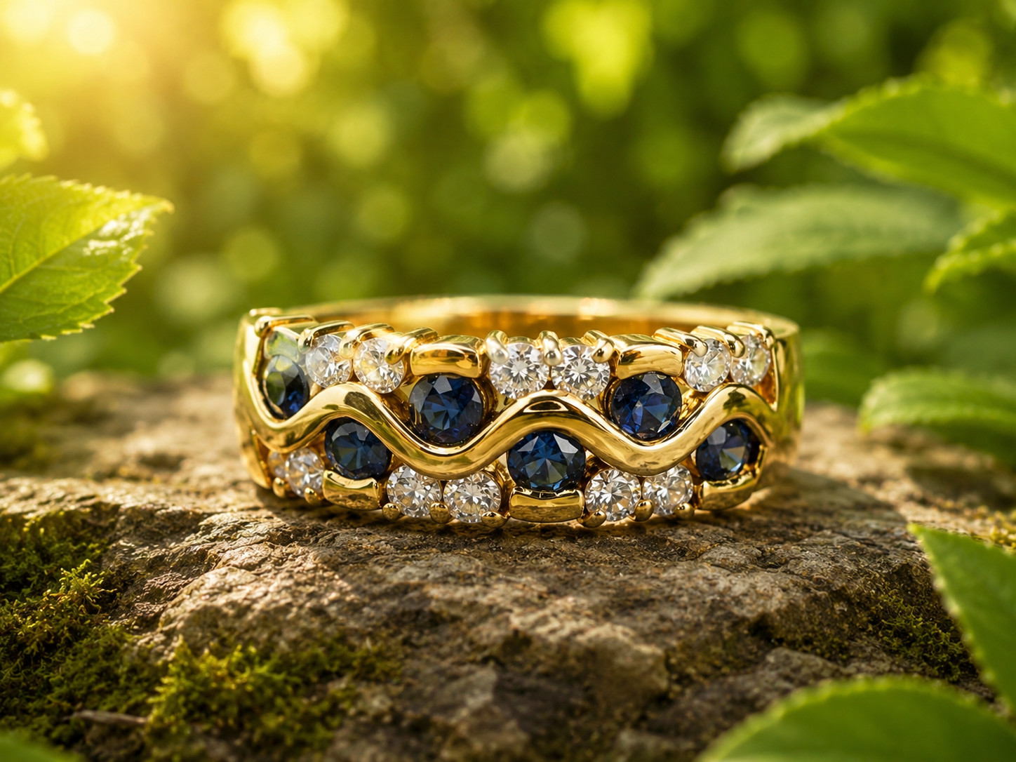 1.80Ct Round Lab Created Blue Sapphire Wedding Band Ring 14K Yellow Gold Plated