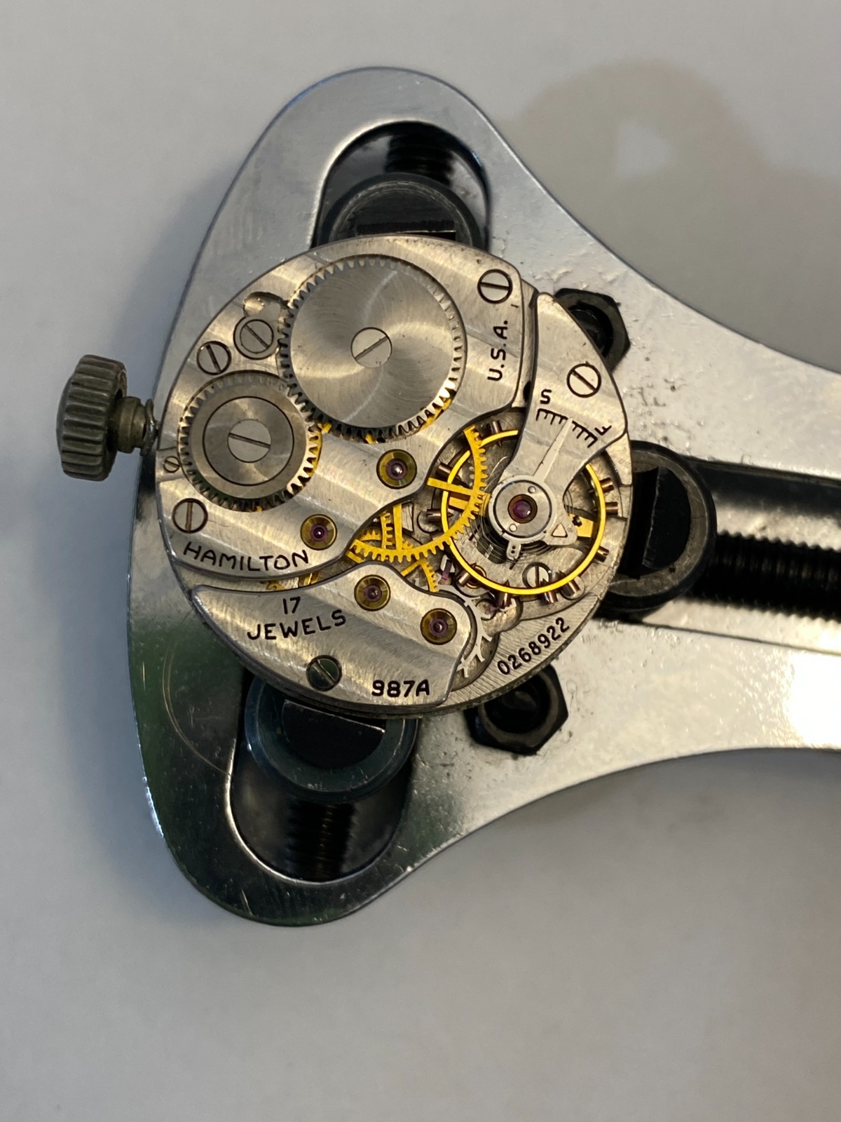 WWII Hamilton 987A ORD DEPT US Army Military Watch OD-44872 17J Parts Vintage