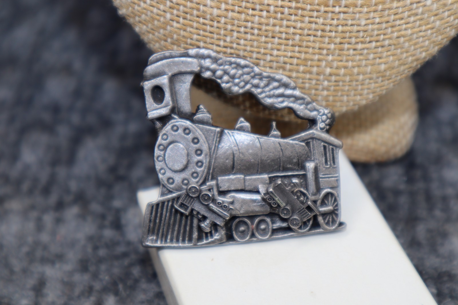 Vintage Torino Pewter Train Engine 3 in 1 Broach Earrings Necklace Trinket Box