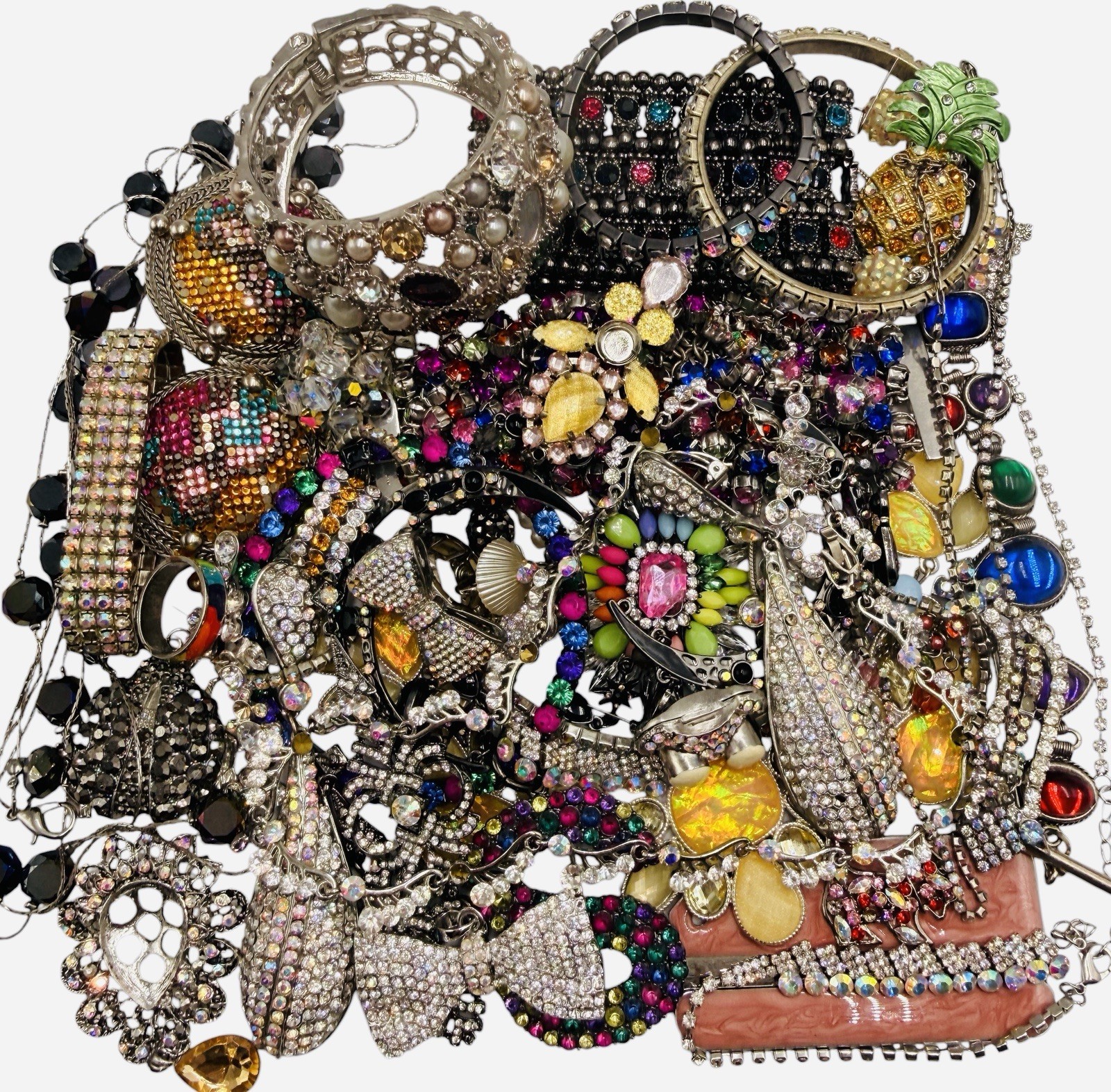 Vintage Lbs AB Multi Rhinestone Repair Craft Scrap Wedding Christmas Jewelry Art