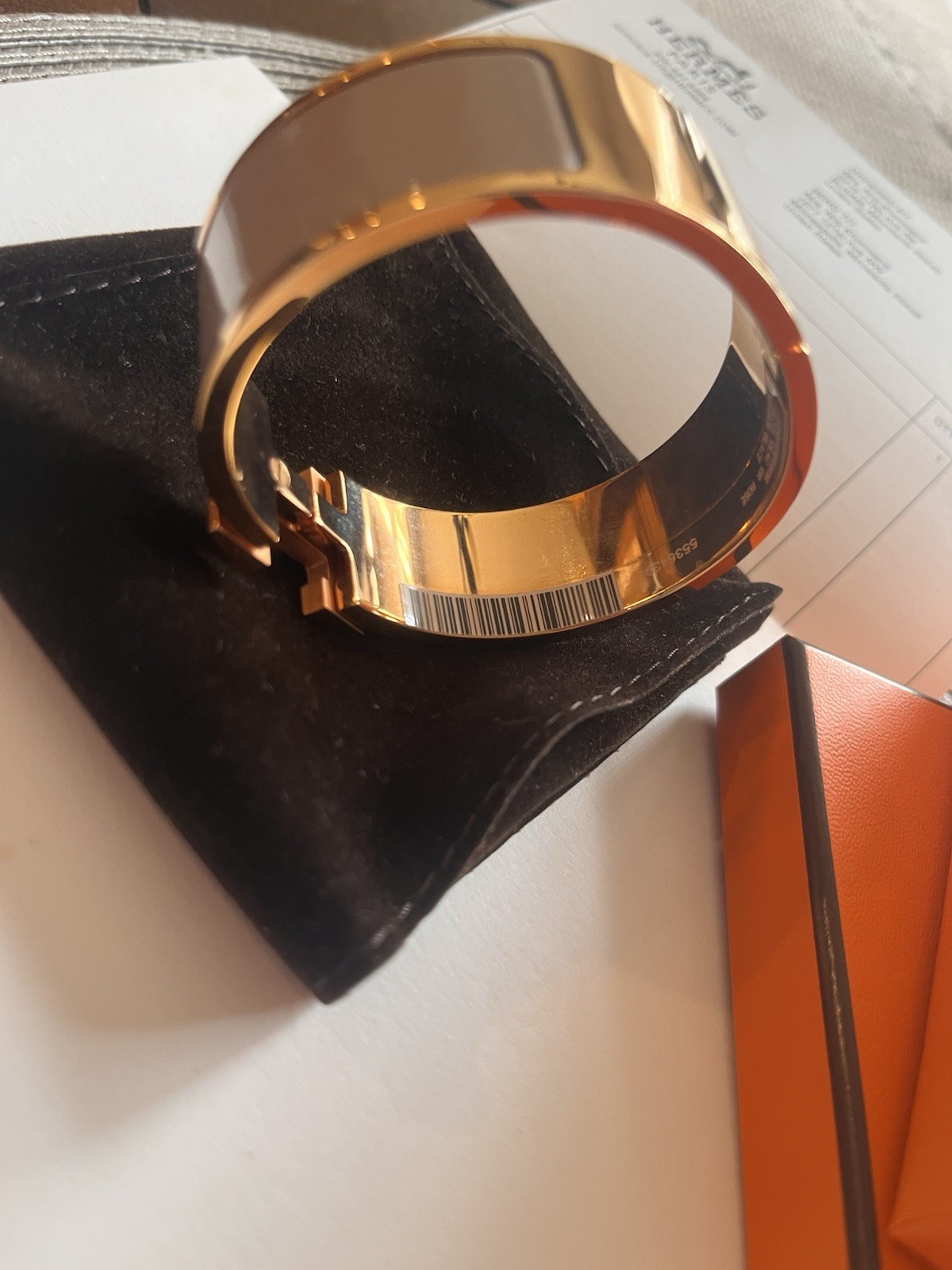 hermes bangle bracelet Clic Clac H Bracelet, Marron Glacé. Side GM/ With Receipt