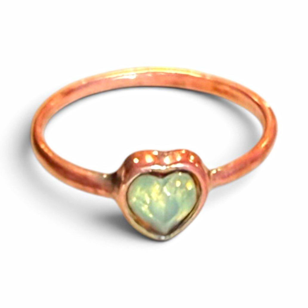Rose Gold Tone Heart Bezel Set Band Ring Size 6 Love Theme, 1 Stone