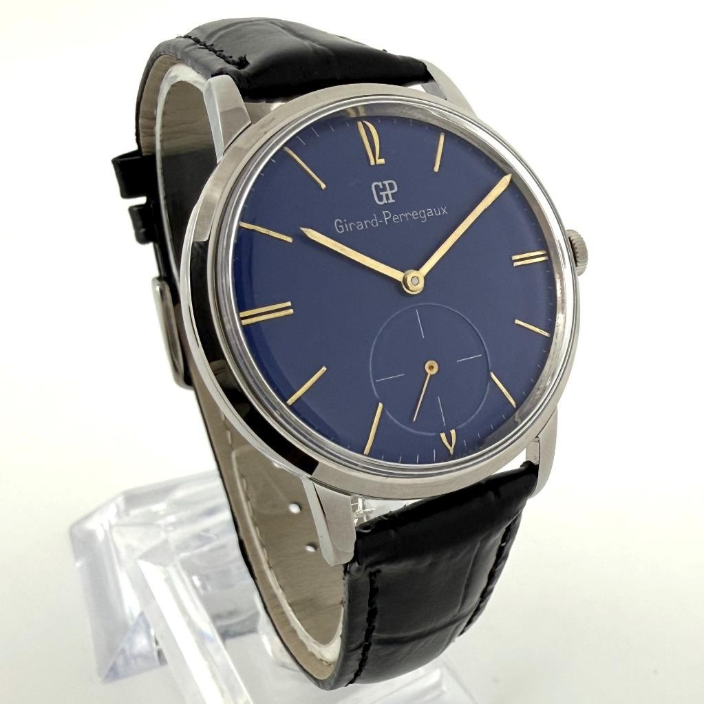 SWISS JUMBO GIRARD PERREGAUX MANUAL WIND NICE BLUE DIAL STEEL VINTAGE WATCH