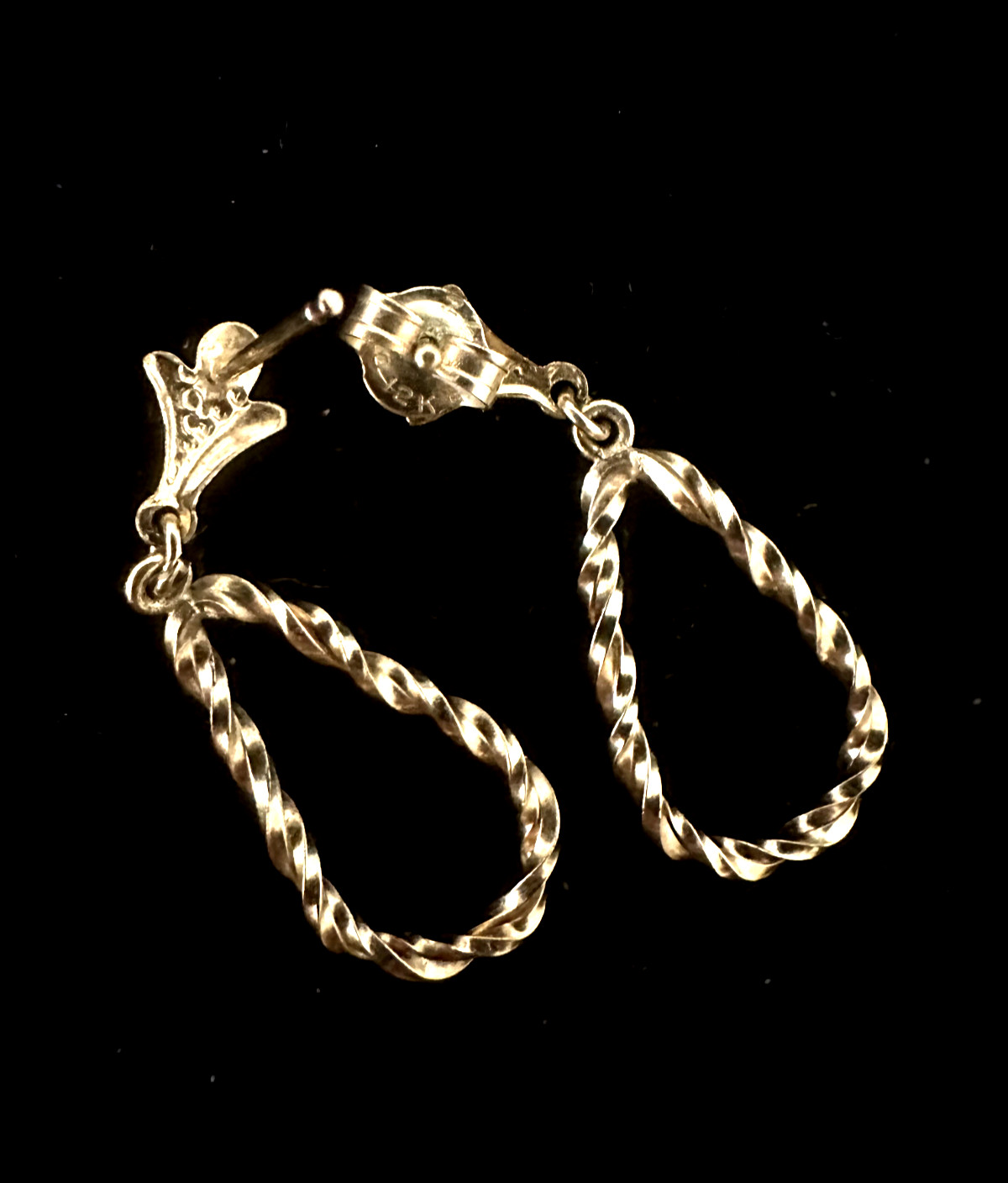 Vintage Rope Earrings 12K Gold Plated