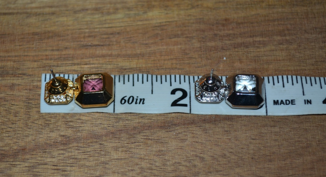 Henri Bendel Luxe Asscher Cut Pave Stud Earrings