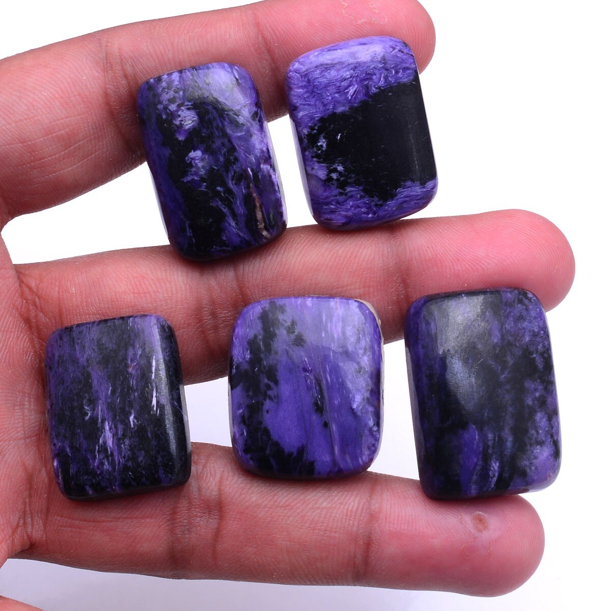 5 Pcs Natural Purple Charoite 27mm-30mm Cabochon Untreated Loose Gemstones Lot