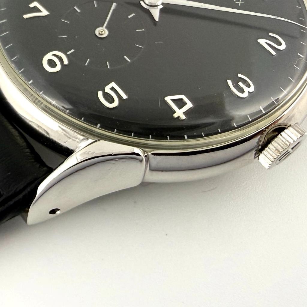 SWISS FINE GIRARD PERREGAUX LONG FANCY LUGS BOLD BLACK DIAL MANUAL WIND VINTAGE