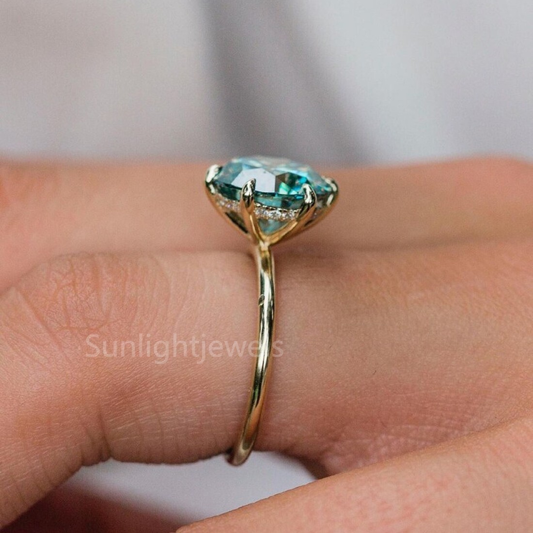 Blue Diamond 2.75 Ct Ring Round treated Engagement Solitaire 925 Certified Shine