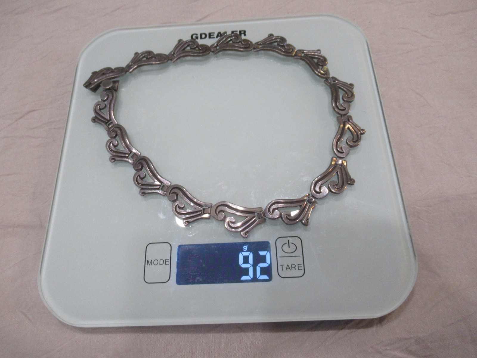 Vintage Mexico Sterling Silver Taxco Heavy Swirl Link Necklace & BRACELET 140g