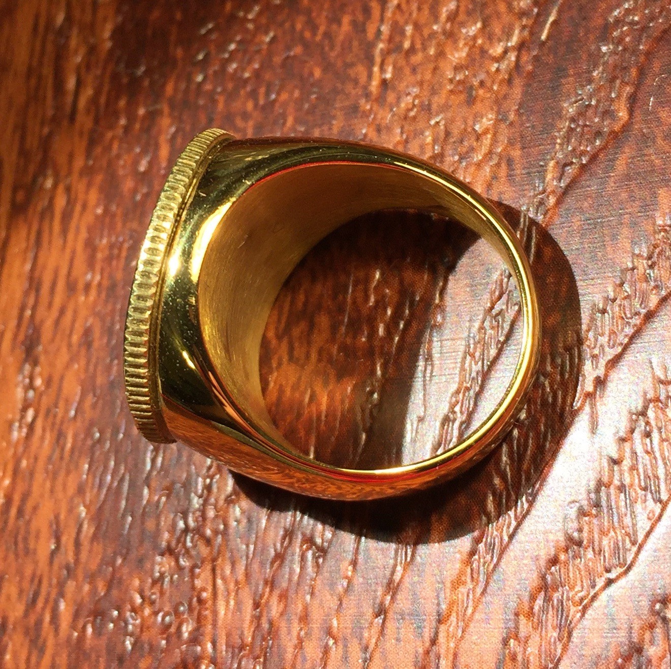 1929 Heavy Gold Plated Indian Head Feather Headdress Half Eagle Coin Ring Sz 10