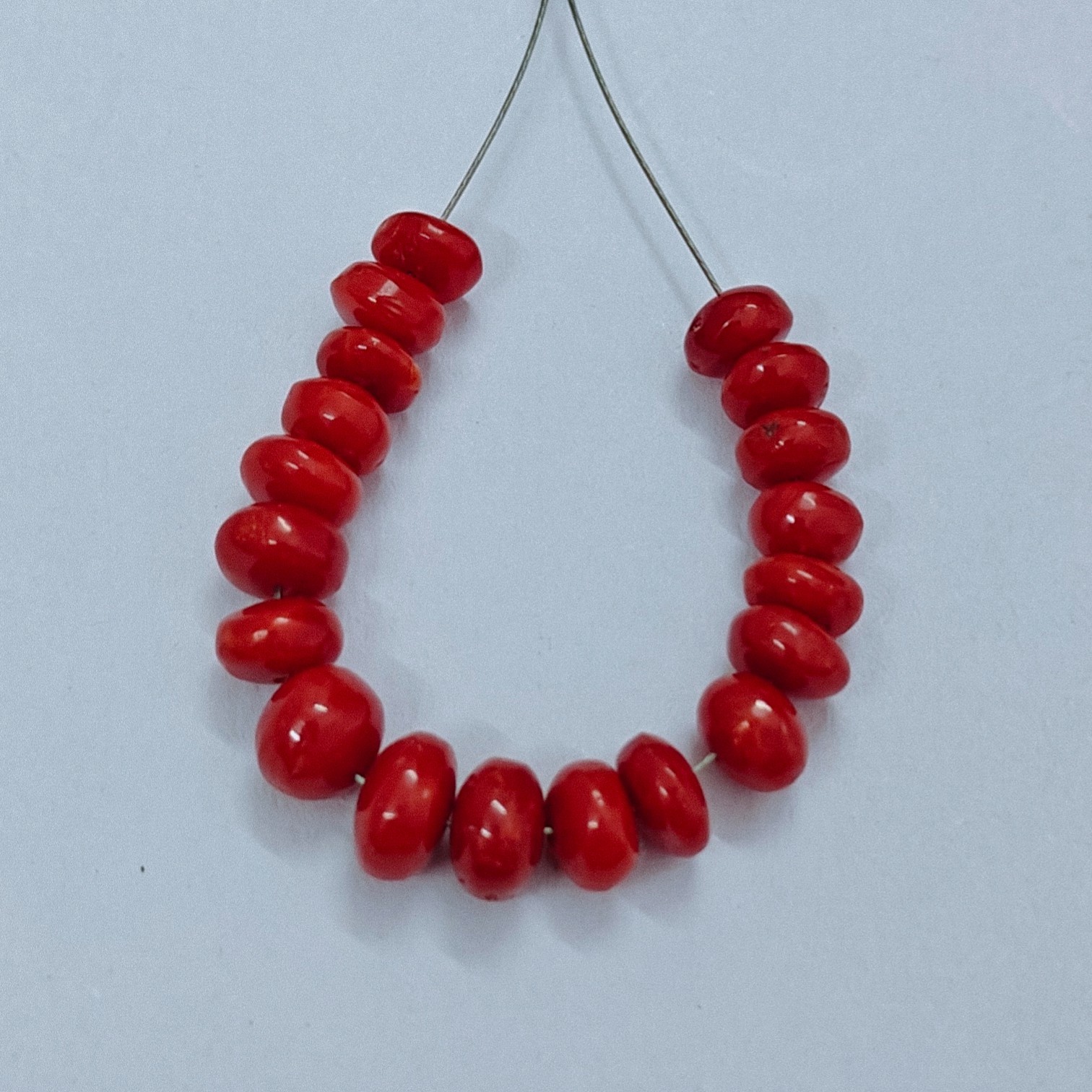 Natural Red Coral Rondelle Beads Loose Gemstone Italian Jewellery Supply 22 Cts