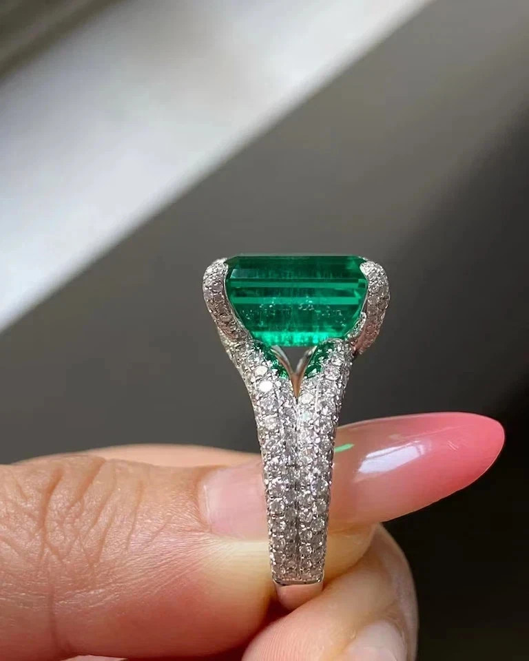 5.00Ct Emerald cut Natural Emerald Diamond 14K Solid White gold Luxury Rings