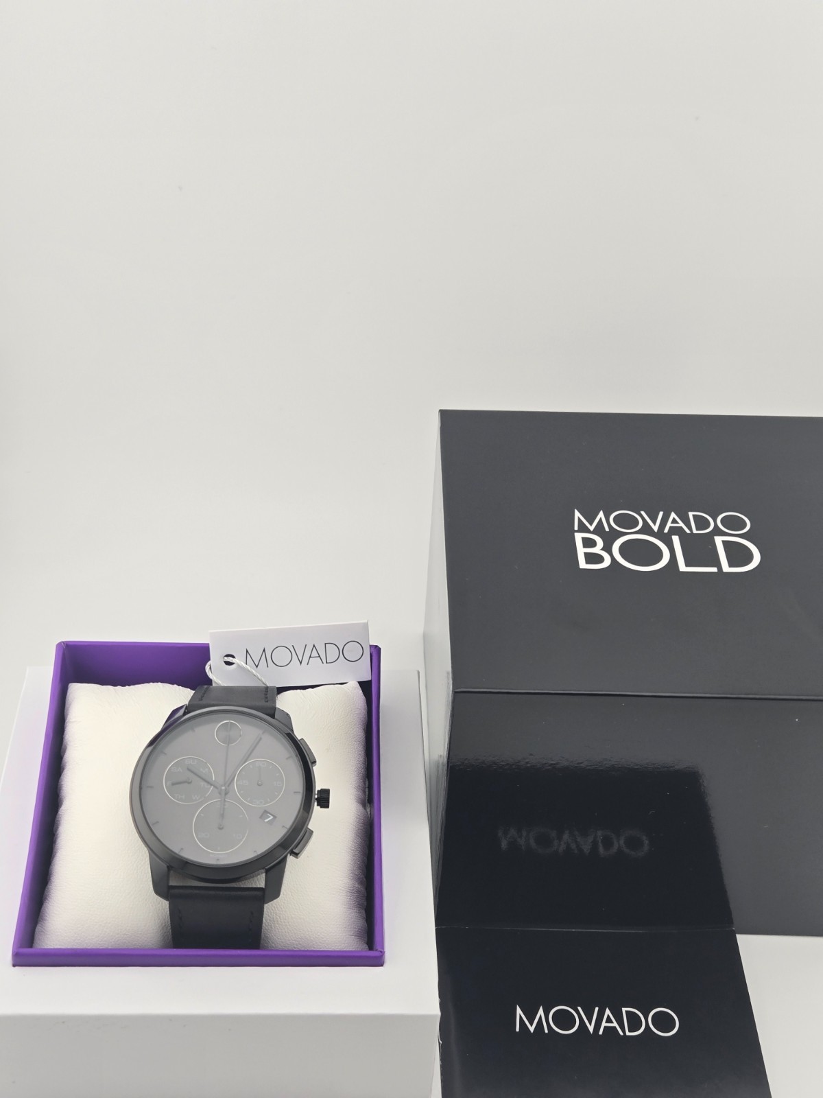 $695 MSRP | Movado Bold Men’s Black Dial Chronograph Watch – 3600632 NEW