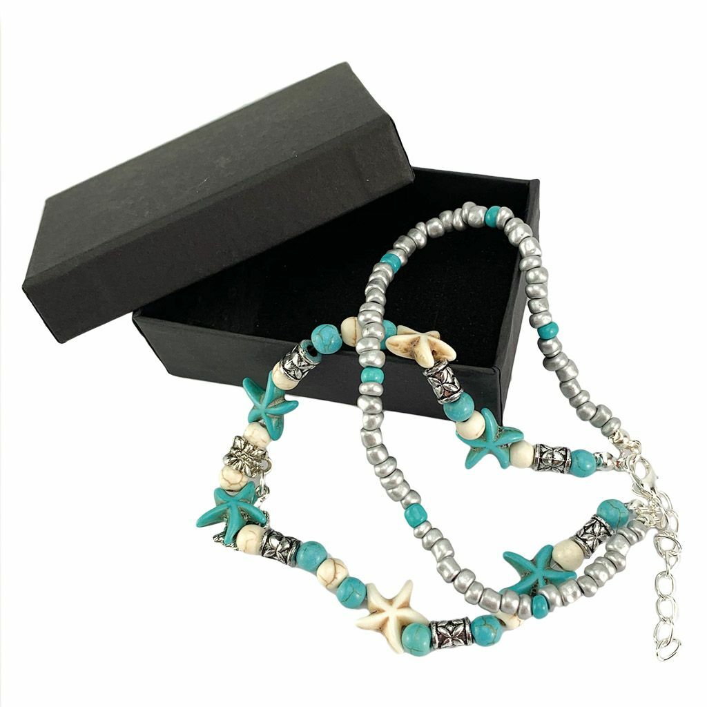 Boho Ankle Bracelet Silver Tone Women Fashion Beaded Adjustable Beach Anklet US