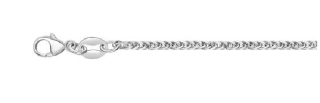 Platinum Diamond Cut Square Wheat Link Chain Necklace 1.4 mm 18″ 6 grams