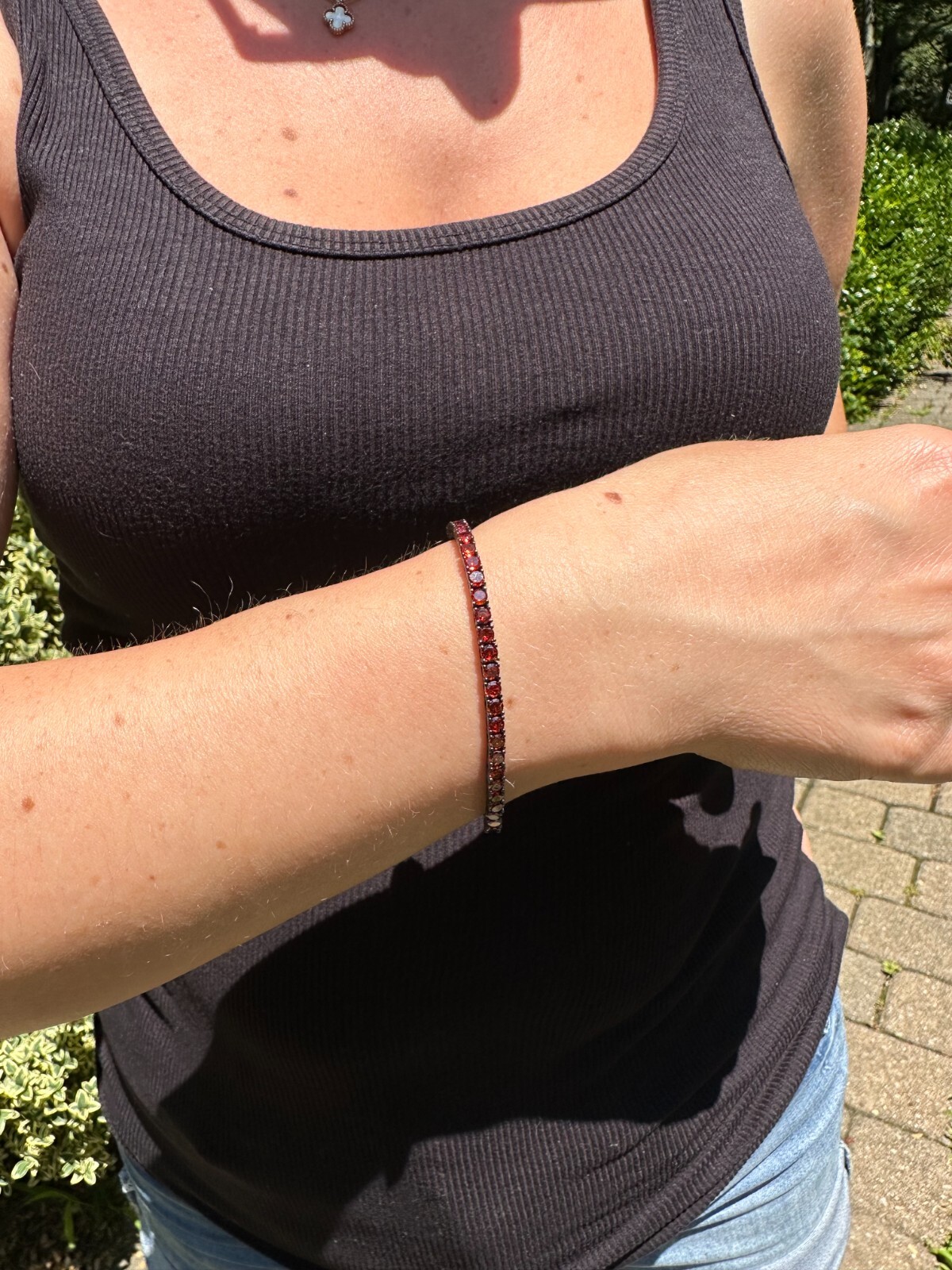 3mm Deep Red CZ Tennis Bracelet Real Iced 925 Sterling Silver Mens Ladies 6-8.5″