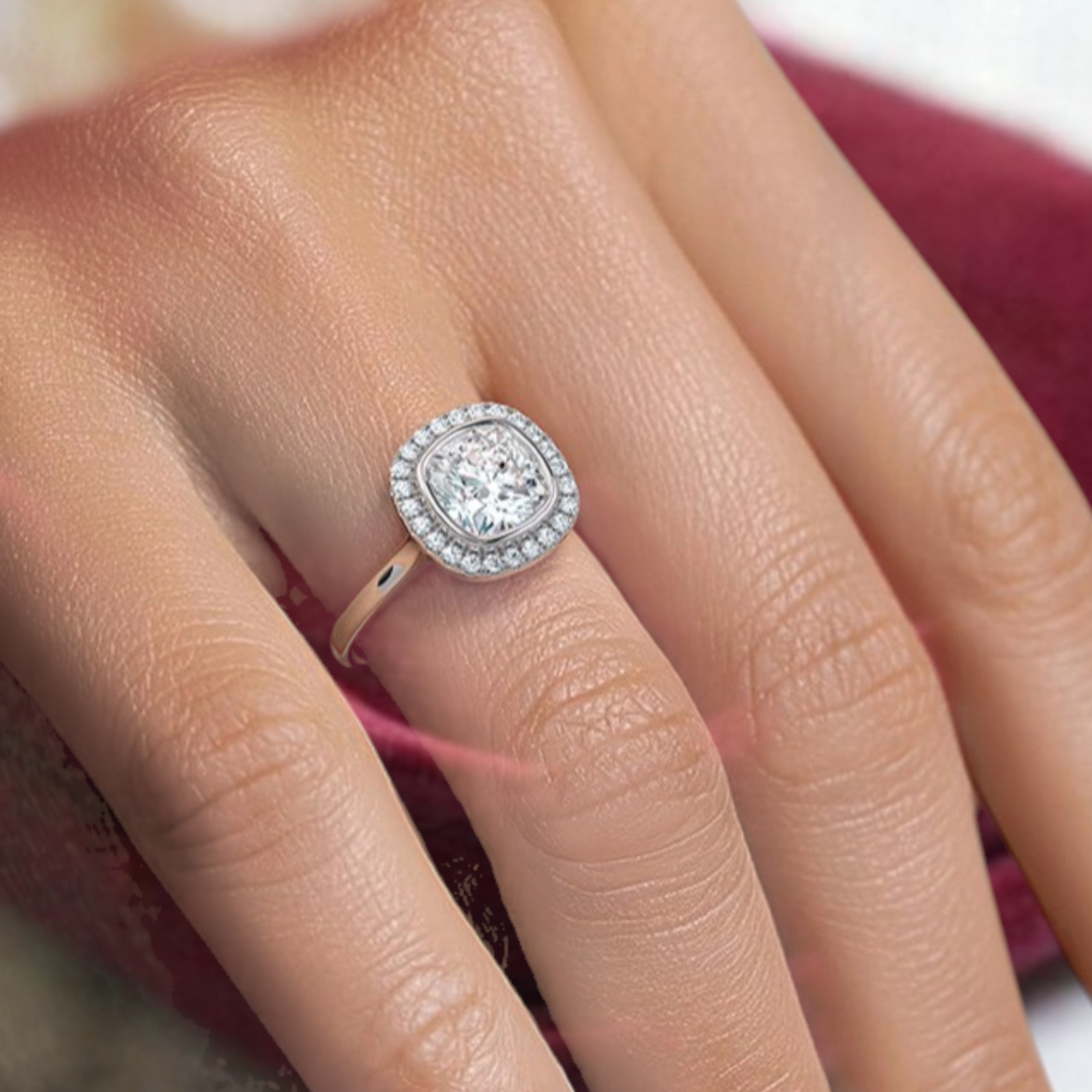 3.85 Ct Cushion IGI Certified Lab Created Diamond Engagement Ring 14k White Gold