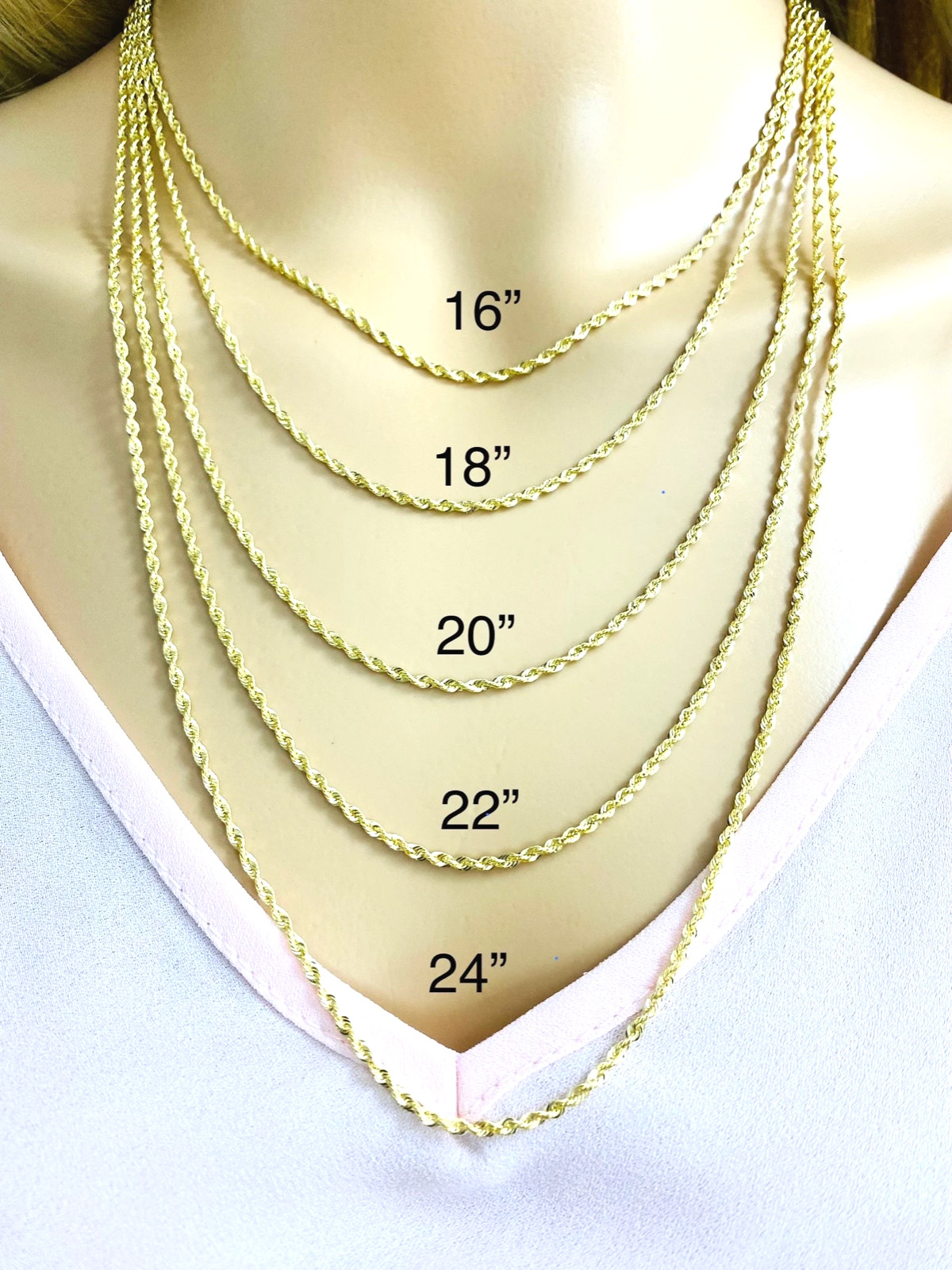 10K Real Gold 2.2mm Rope Chain- 10k Gold Rope Necklace , 10K Unisex Chain- RP040