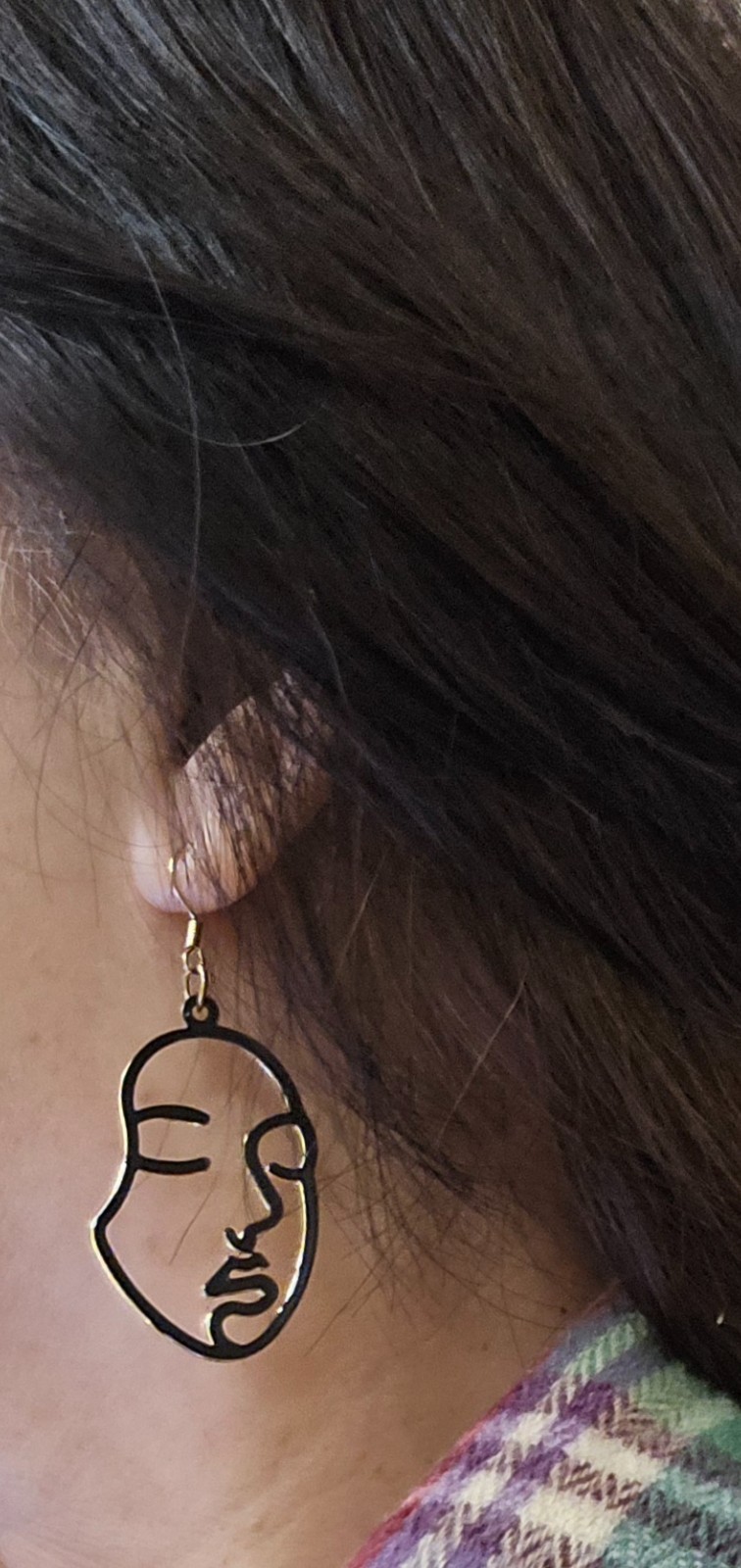 Modern Face Outline Earrings – Artistic Line Art Dangles, Contemporary Jewelry 2