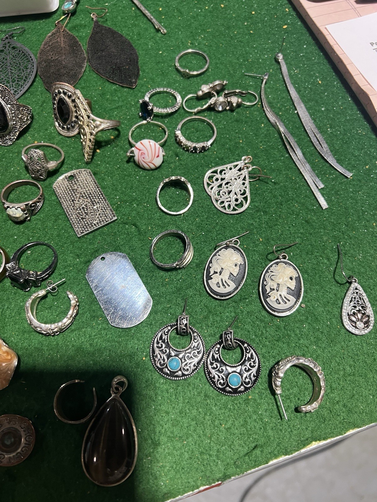 Lot of Jewelry with Several Pieces of Rings Earrings and Other Items See Photos