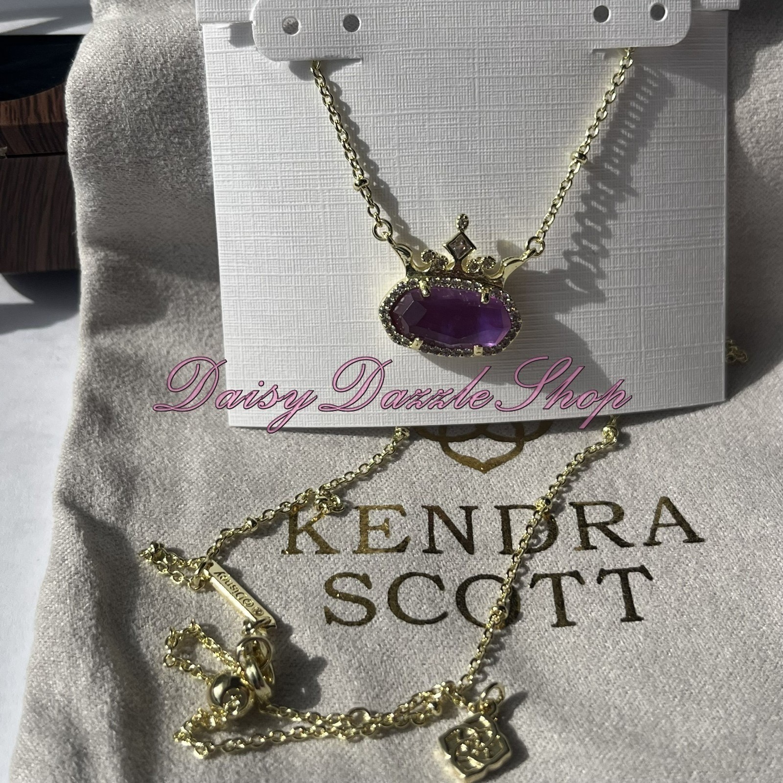 ✨New Kendra Scott Disney Elisa Princess Short Gold Pendant Purple Necklace ✨