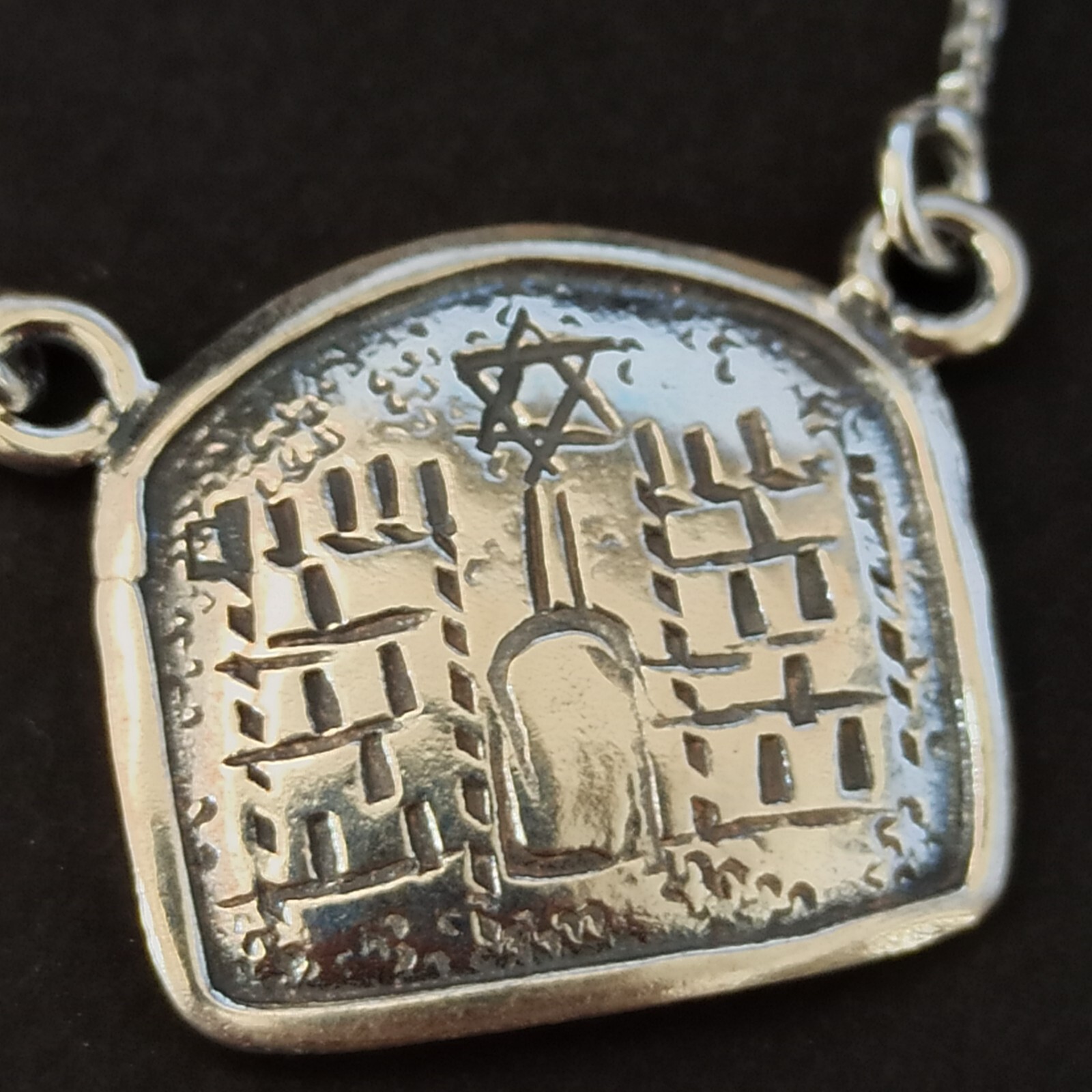 Vintage Star of David Necklace 90s Israel Artisan Silver 925 Judaica Gift Box 19
