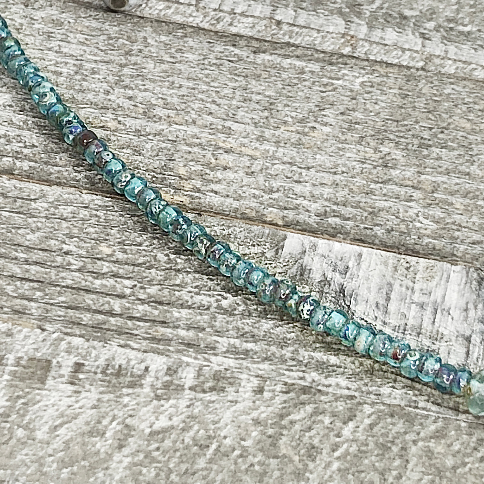Rustic Czech Glass Picasso Sea Shell Choker with Bronze Daggers