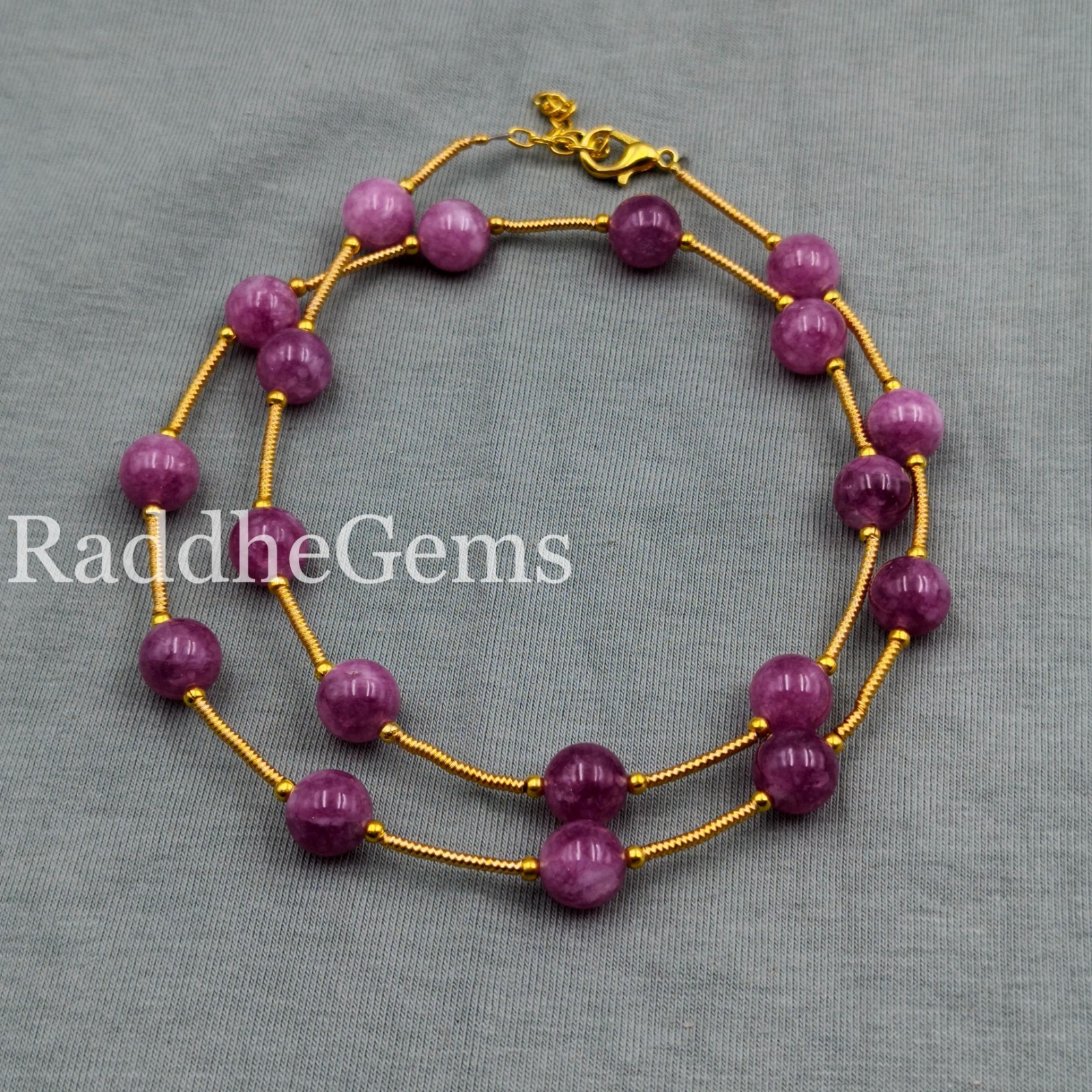 Pink Tourmaline Necklace, 8mm round AAA Beads, Sterling Silver, Dainty Gemstone