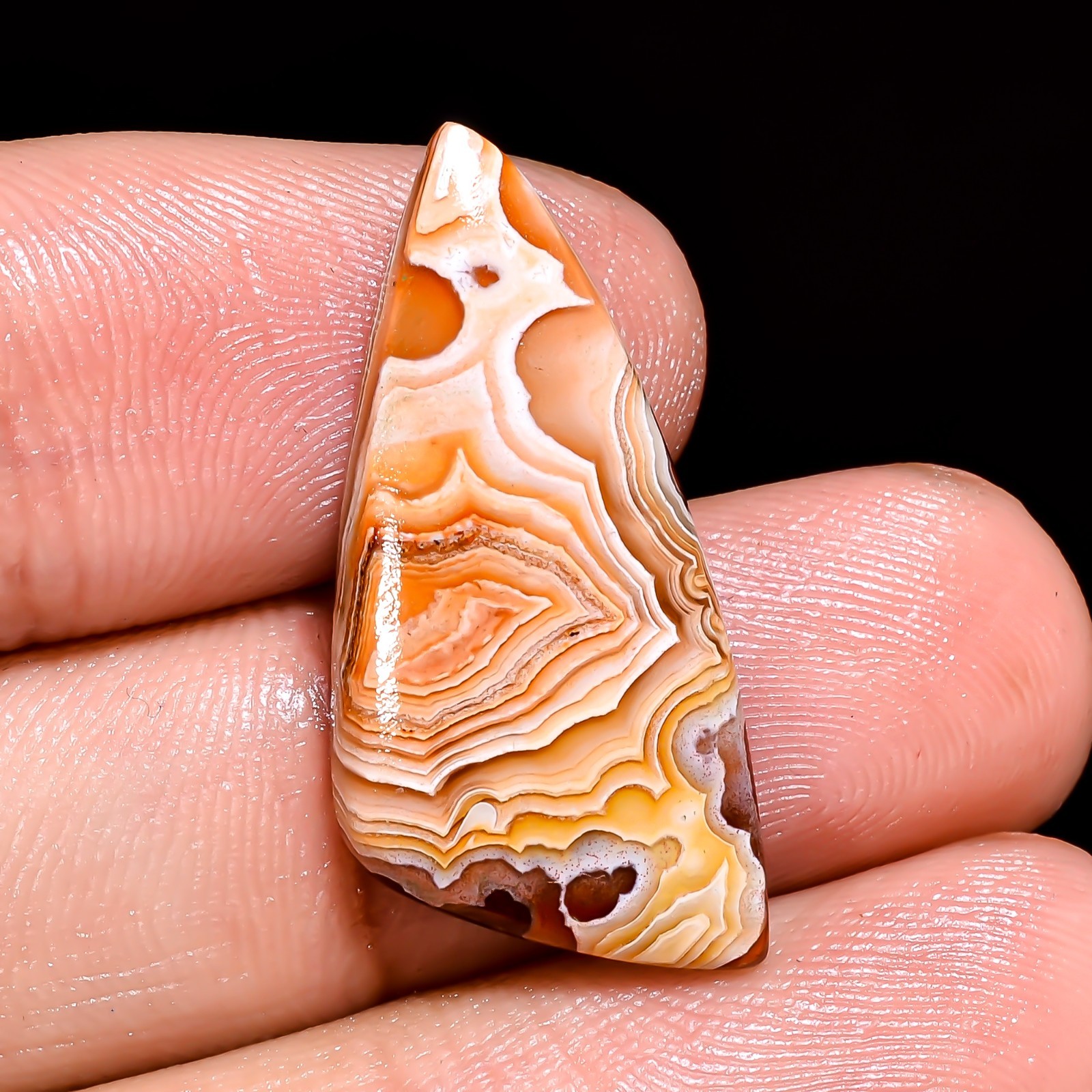 Natural Crazy Lace Agate Fancy Shape Cabochon Loose Gemstone 27X13X5MM 10.5 Cts.