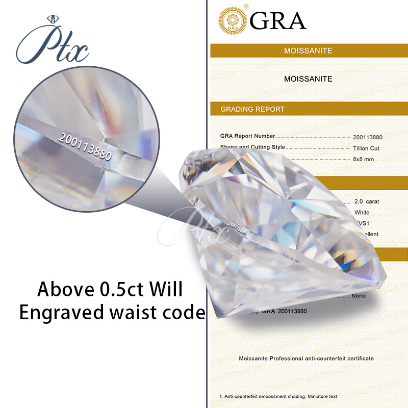 White D Color Trillion Cut VVS1 Moissanite Stone Loose Diamond With Certificate