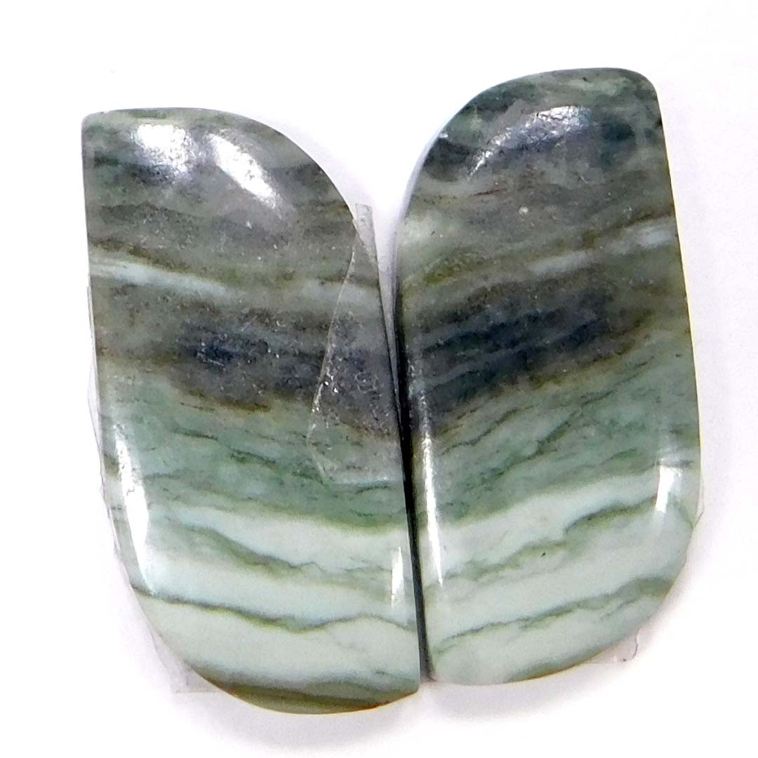 34.15Cts. Serpentine Pair 100% Natural 26 X 13mm. Fancy Cabochon Loose Gemstone