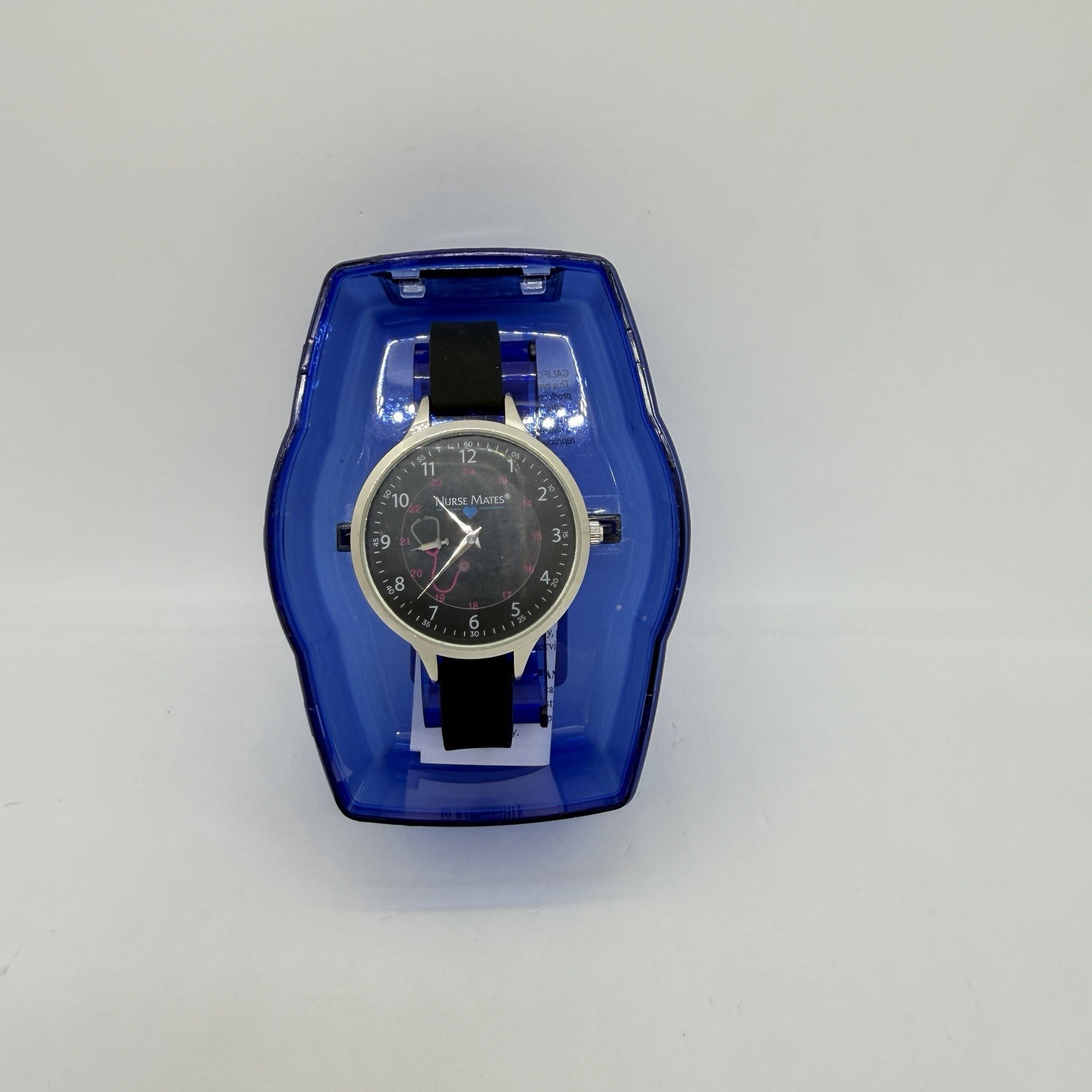 Nurse Mates women’s nurse watch water-resistant silicone strap -Black