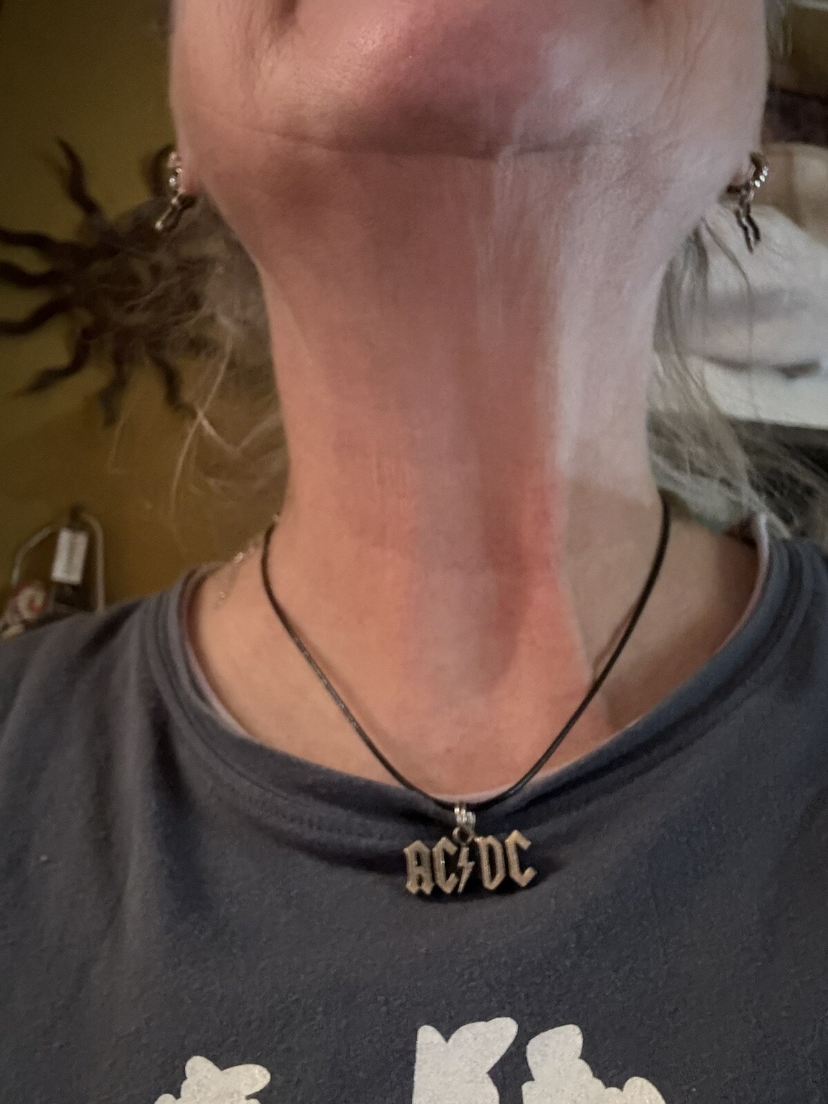 NEW Pewter ACDC band pendant charm on 17″ adjustable black waxed necklace cord