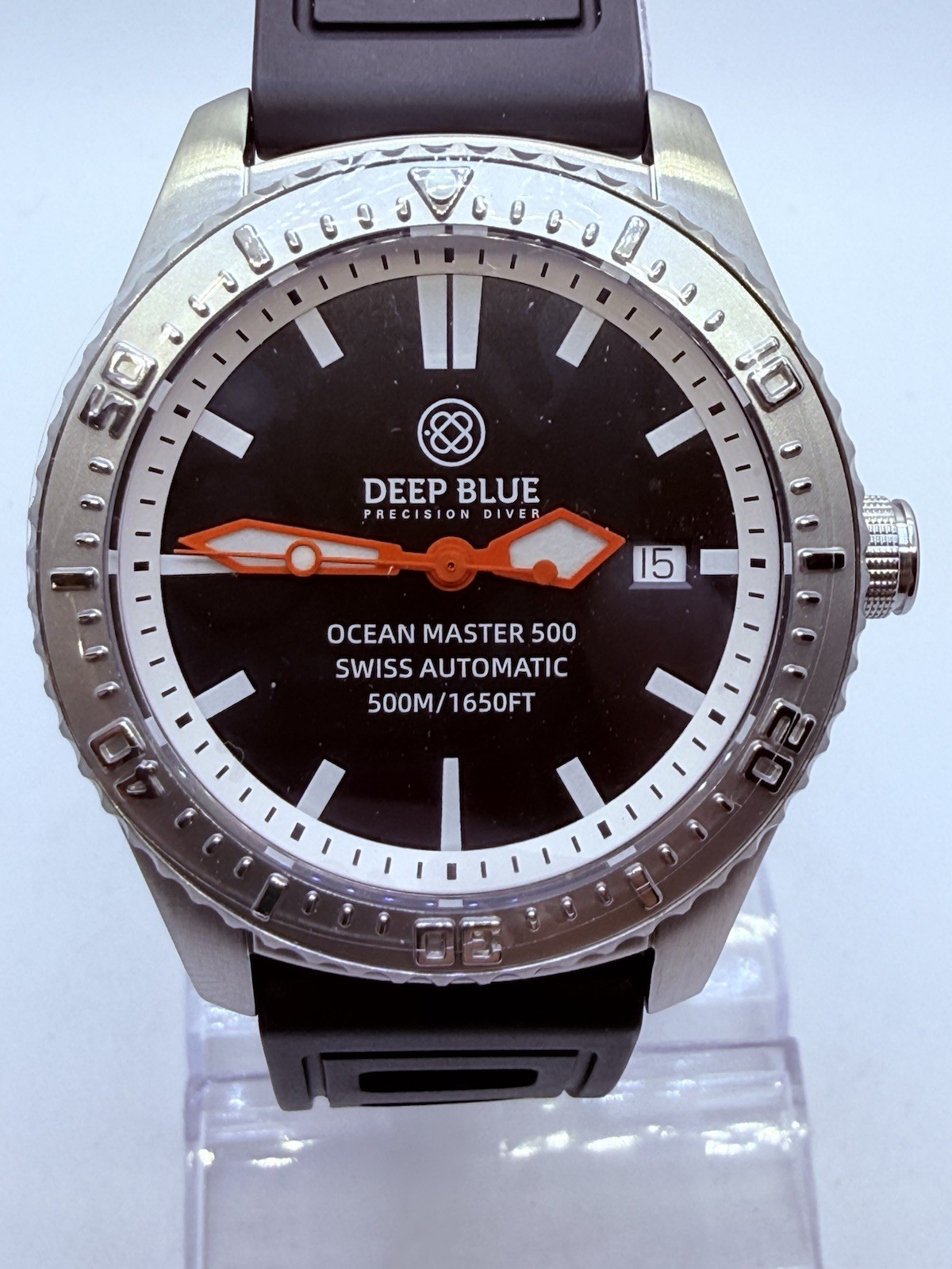 DEEP BLUE OCEAN MASTER 500 40MM SWISS AUTO DIVE WATCH/INNER RING STICK 🍊HANDS‼️