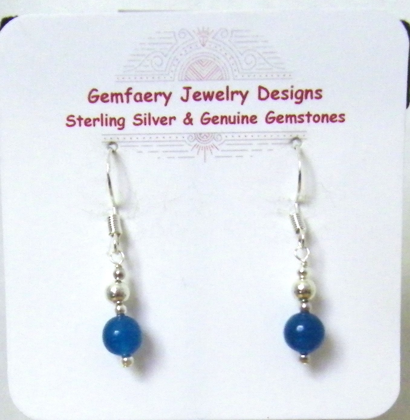 Sterling Silver Natural APATITE Gemstone Dangle Earrings #27…Handmade USA
