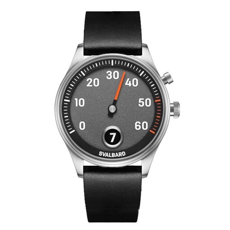 Svalbard TIME TRAVEL HX 11A Quartz Steel Grey Black Leather Men’s Watch