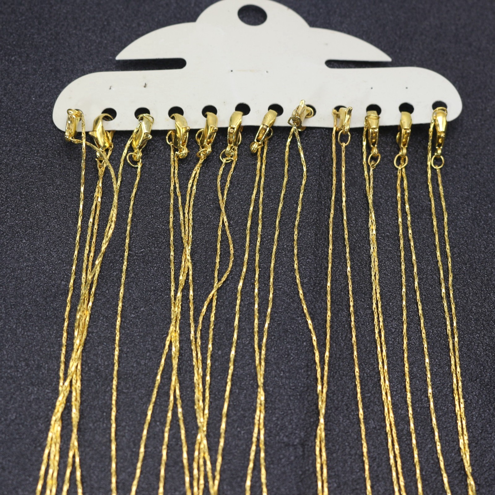 12 Golden Plated Link Snake Chain Finished Necklace 0.8mm 16″ with Lobster Clasp