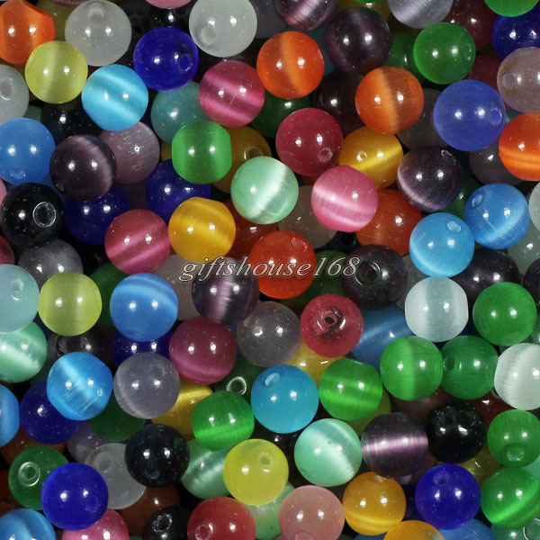 100pcs 6mm Mixed Cat’s Eye Round Ball Spacer Loose Beads,approx 10 color!