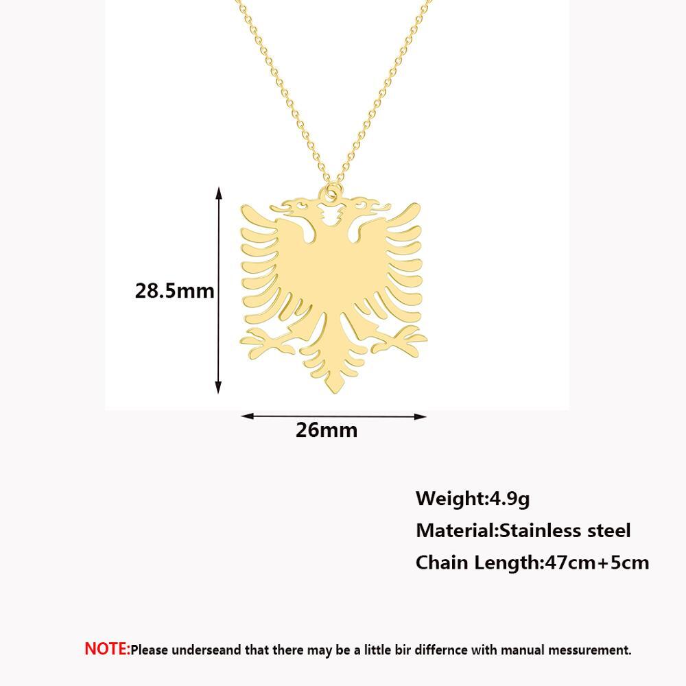 Albania Necklace Pendant Chain Double Headed Eagle Albanian Albino Gold Silver
